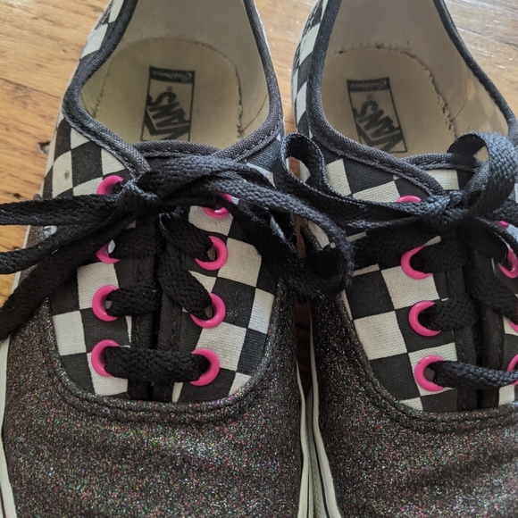 Vans Kids Glitter/Black & White Checkered Sneakers - Picture 7 of 9
